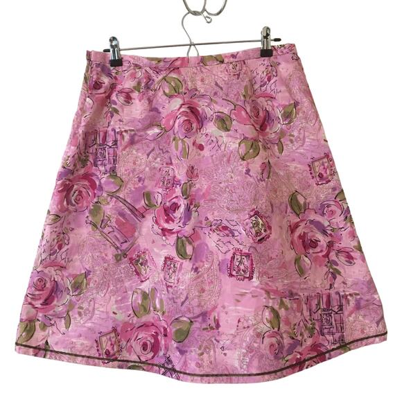 First issue A Liz Claiborne Company Size 10 100% Cotton Pink lined A-line Skirt - Picture 1 of 8